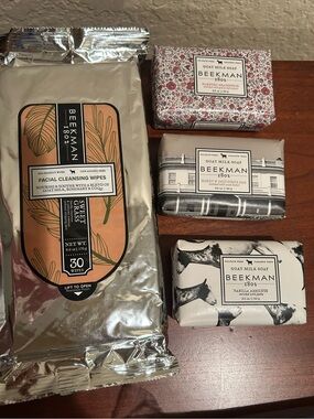Beekman 1802 Lot of 3 Goat Milk soap + Facial Cleansing Wipes